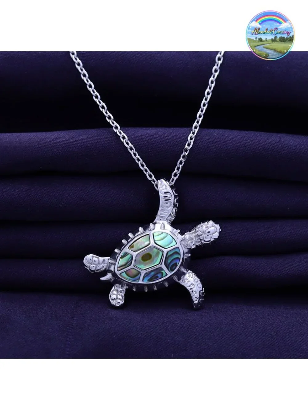 Sterling Silver Abalone Shell Animal Pendant Necklace 18